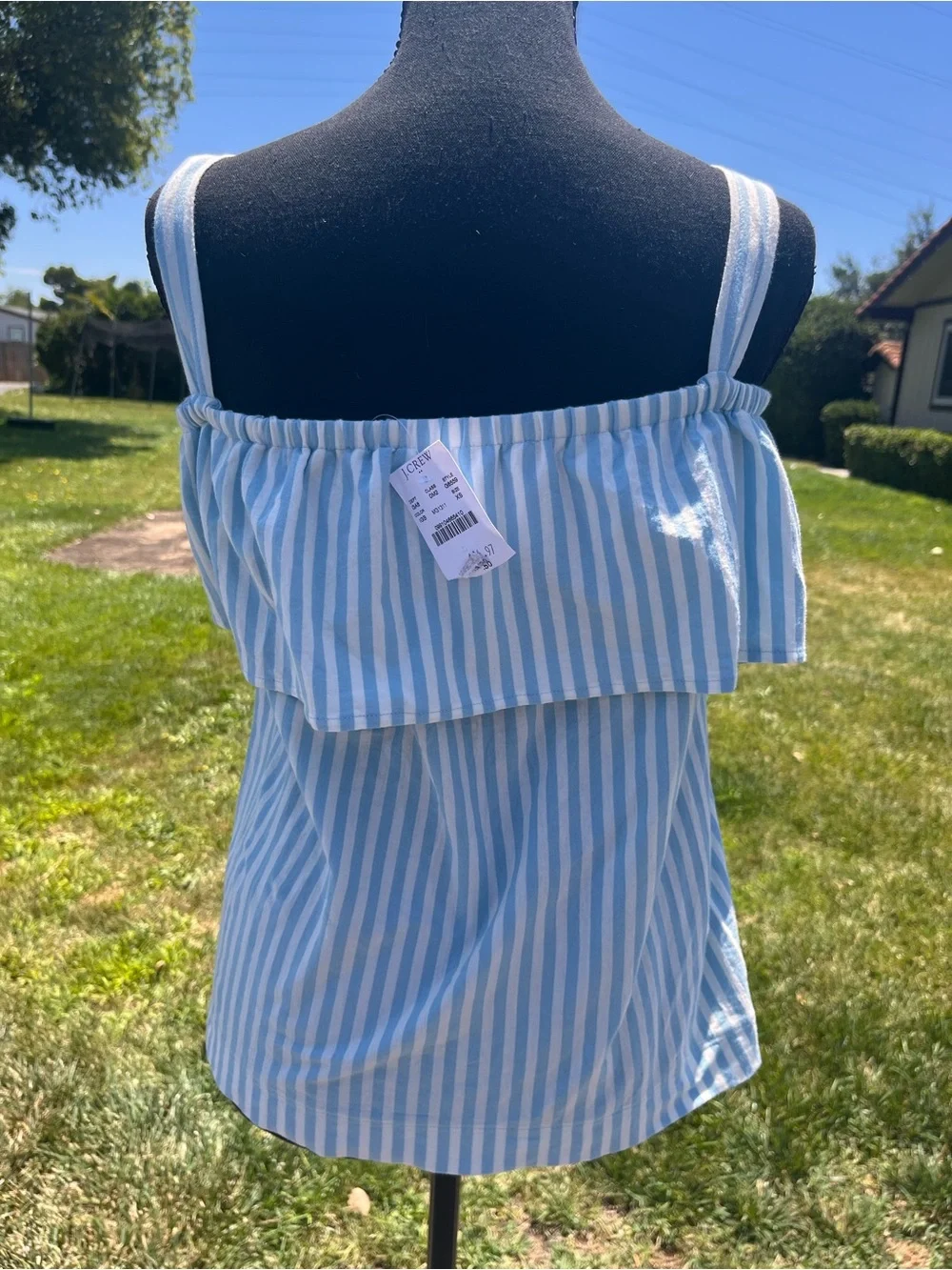J crew factory striped off the shoulder tank top NWT